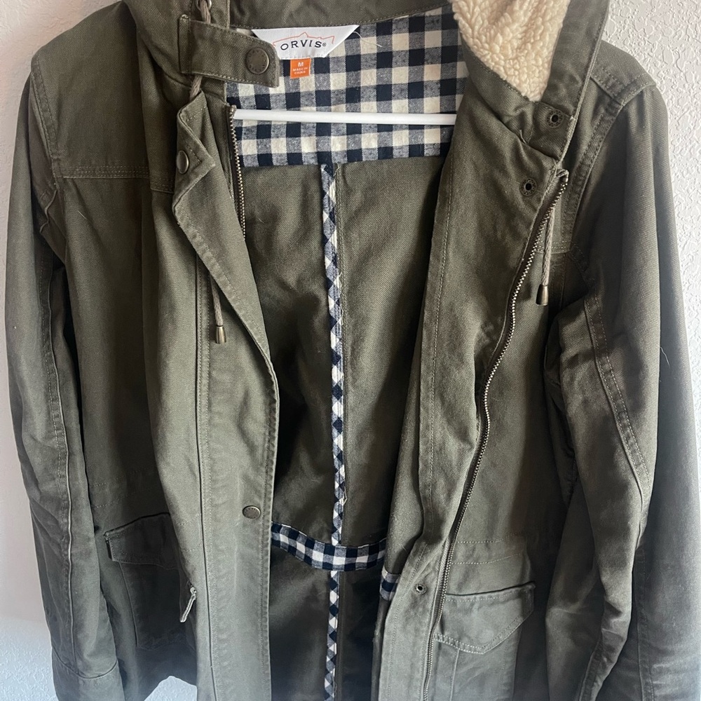 Orvis Green and Black Plaid Lined Jacket